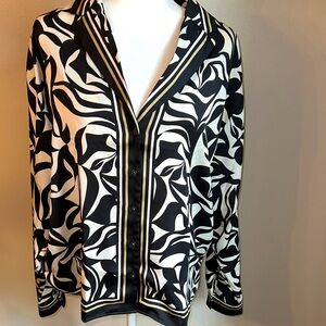 LOFT Monochrome Abstract Blouse